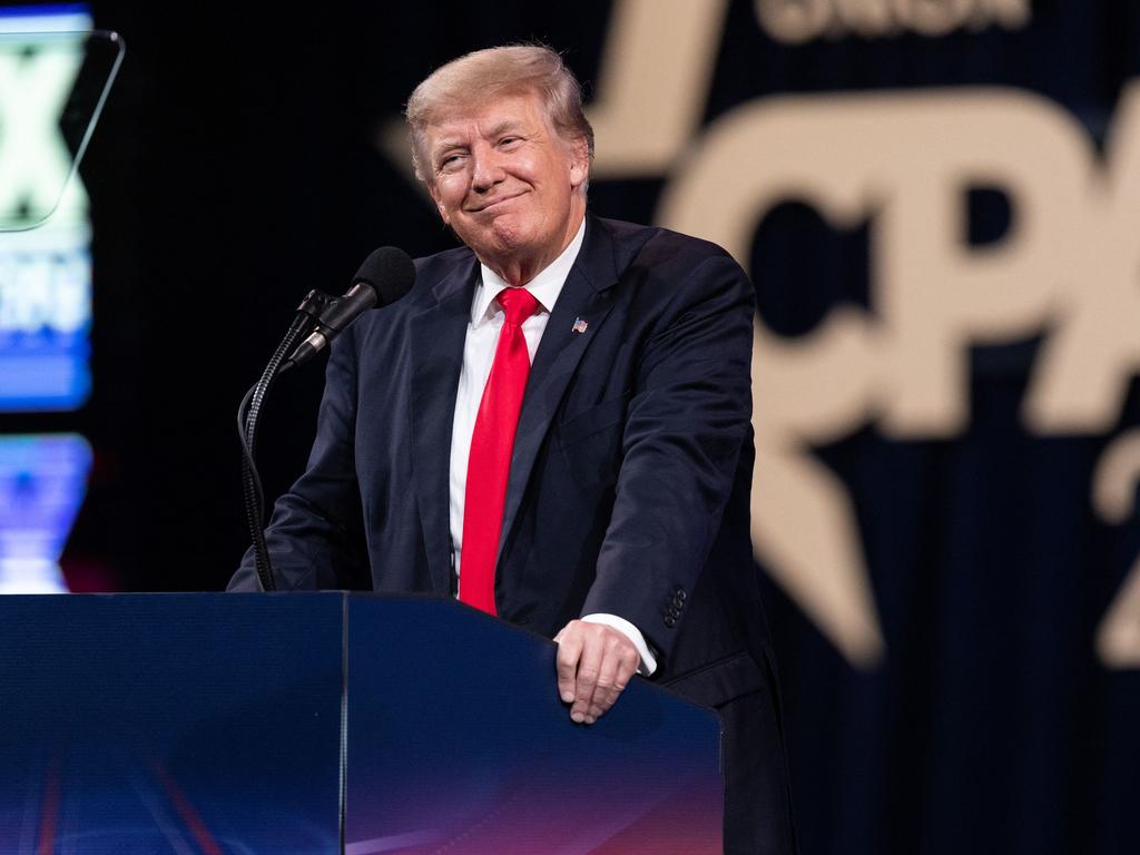 (FILES) In this file photo taken on July 11, 2021 Former US President Donald Trump speaks at the Conservative Political Action Conference (CPAC) in Dallas, Texas. – Former US president Donald Trump will provide commentary for the upcoming fight between former world heavyweight champion Evander Holyfield and Brazilian mixed martial arts star Vitor Belfort, the digital channel that will stream the bout announced on September 8, 2021. (Photo by Andy JACOBSOHN / AFP)