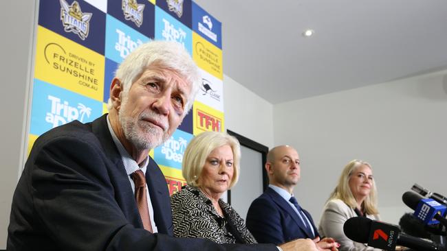 Darryl Kelly and Jo Kelly sit alongside former NRL boss Todd Greenberg, and Rebecca Frizelle. Picture Glenn Hampson