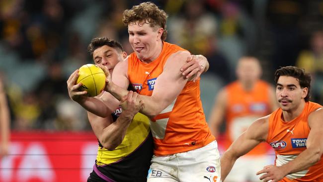 GWS superstar Tom Green has been reprimanded by the AFL and sent a ‘please explain’ notice over his comments on a deleted club podcast episode. Picture: Robert Cianflone / Getty Images