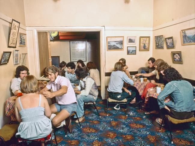 Wayside Chapel in the 1970s. Crisis Team menbers Paul Mckinnon, Greg Mahony, Julie Milligan, Dick Seary &amp; Neil Paton among others in the Wayside Coffee Shop. Pic: David Barnes