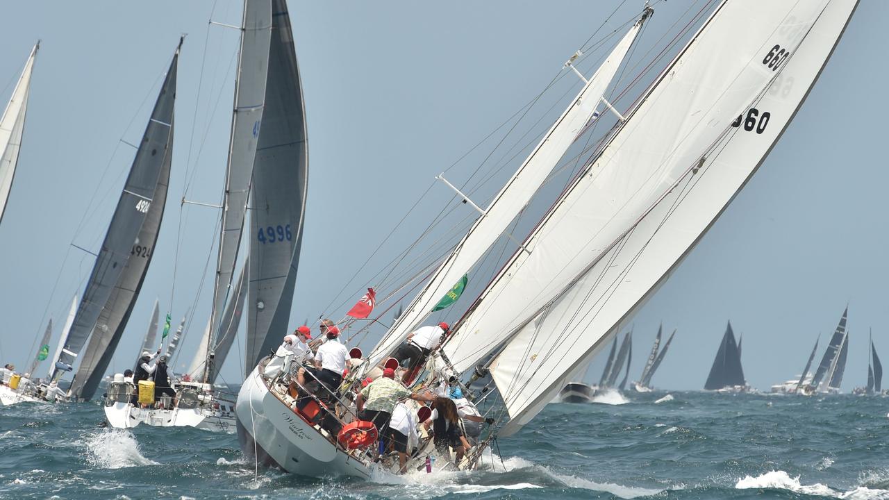 The start of the Sydney to Hobart yacht race in 2019.