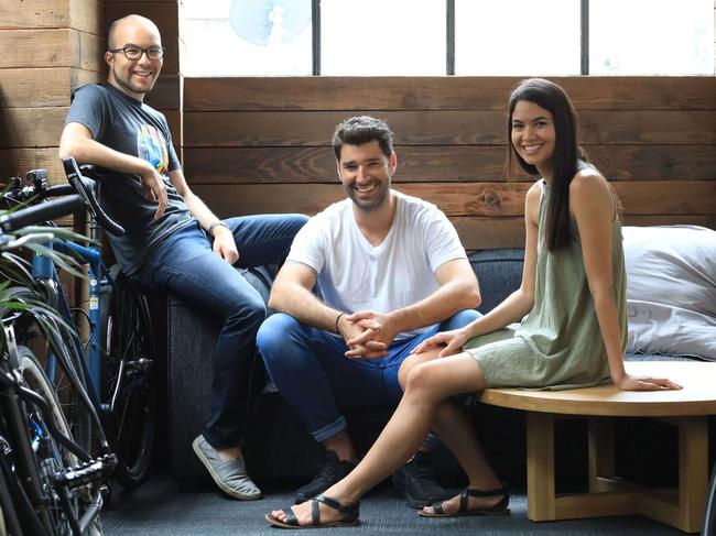 Canva co-founders Cameron Adams, Cliff Obrecht and Melanie Perkins. Source: Supplied