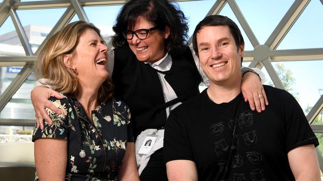 SAHMRI Wellbeing and Resilience Centre Team members Gabrielle Kelly, Linda Black and Aaron Jarden. Picture: Tricia Watkinson