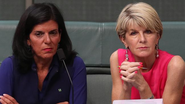 Julia Banks and Julie Bishop. Picture Kym Smith