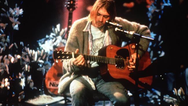 Articulating pain ... Kurt Cobain’s last major TV performance was for the Unplugged album.