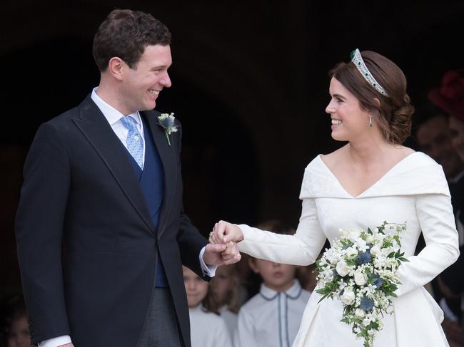 Husband and wife. Princess Eugenie and Jack Brooksbank at St George's Chapel. Picture: MATRIXPICTURES.CO.UK