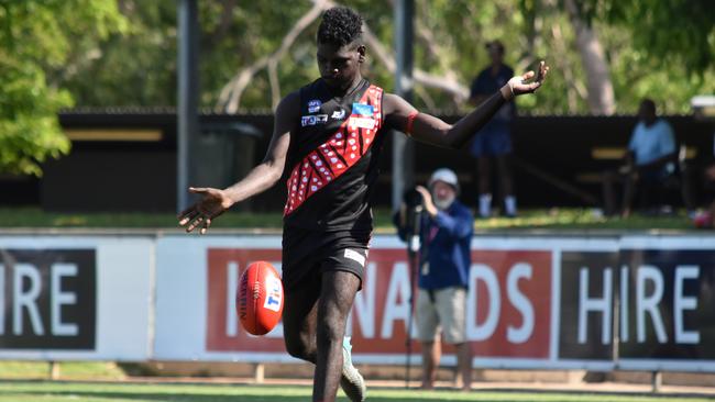 Matthew Kantilla has joined a long list of Tiwi islanders to be nominated for the NT News Rising Star. Picture: Tyumma Clements/AFLNT