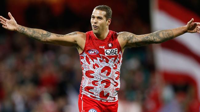 Lance Franklin was best on ground in last year’s Marn Grook game. Picture: Getty