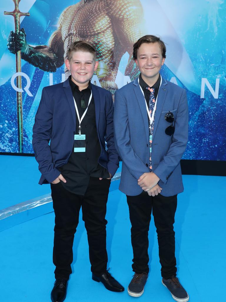 Frankie Creagh-Leslie and Jack Andrew at the Australian premiere of Aquaman. Picture: Nigel Hallett