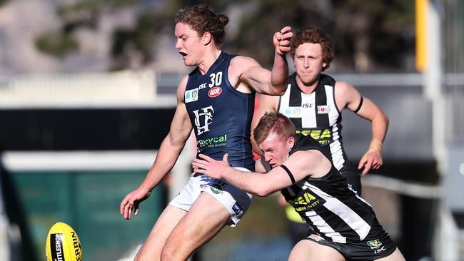 Tim Auckland of Launceston  in the Tasmanian State League qualifying final. Picture: Nikki Davis-Jones