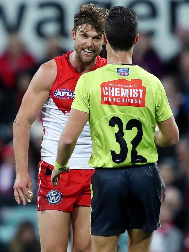 Rampe was involved in another controversy with an umpire during the same game. Picture: Phil Hillyard