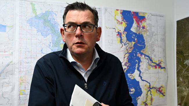 Victorian Premier Daniel Andrews visiting the Shepparton Incident Control Centre during the devastating spring floods on October 18, 2022. Picture: NCA NewsWire/POOL/Joel Carrett