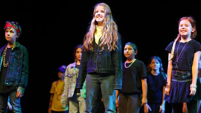 Aireys Inlet Primary School students performing at the Geelong Schools Music and Movement Festival. Picture: Alison Wynd