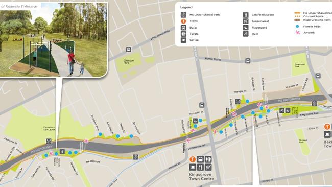 Map of the planned WestConnex M5 park project for southwest Sydney/