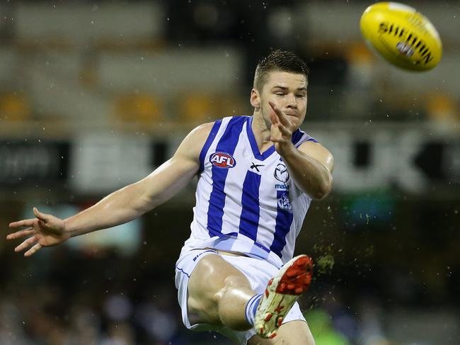 Max Warren in his one game for North Melbourne in 2014. Picture: Peter Wallis