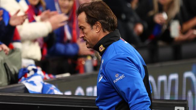 Luke Beveridge was frustrated with his side’s performance. Picture: Getty Images