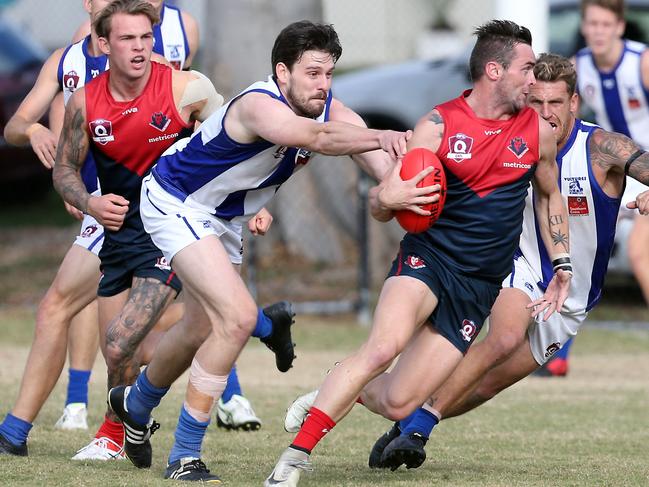 Round 9 of the QAFL Australian rules competition. Surfers Paradise (Demons) v Mt Gravatt at Sir Bruce Small Park. Photo of Haydn Kiel. Photo by Richard Gosling