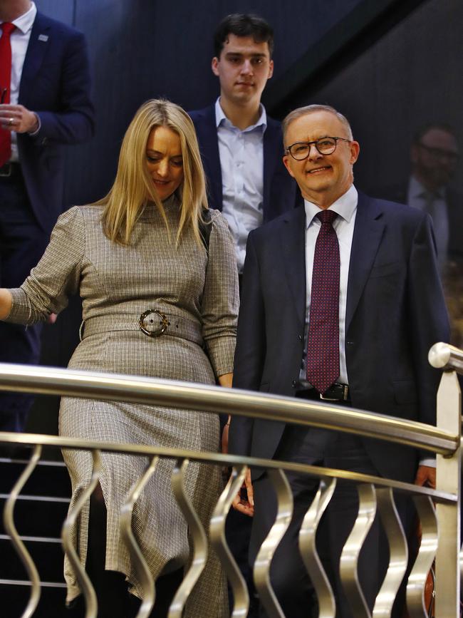 Anthony Albanese with partner Jodie Haydon and son Nathan. Picture: Sam Ruttyn