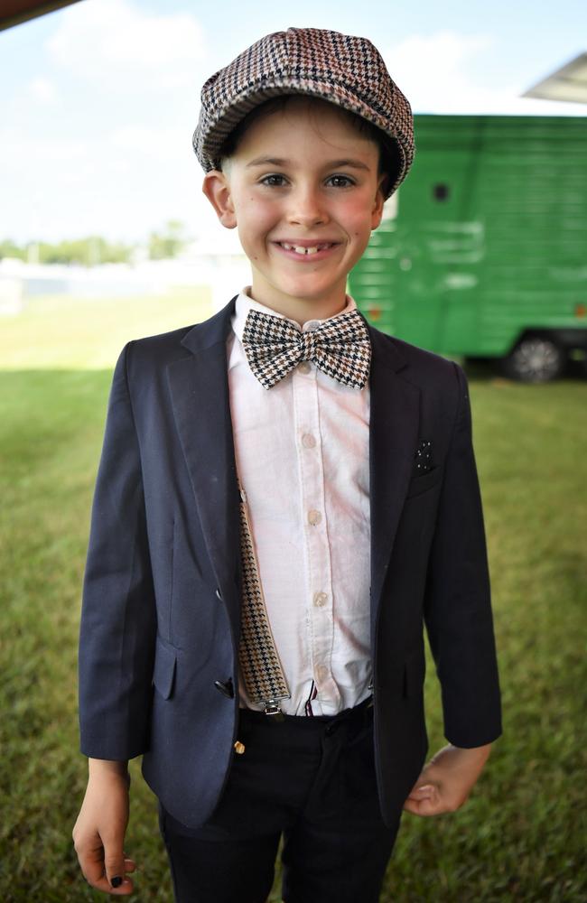 Xander Campbell, 6, at the Chief Minister's Cup Day at the Darwin Turf Club on Saturday, July 15.