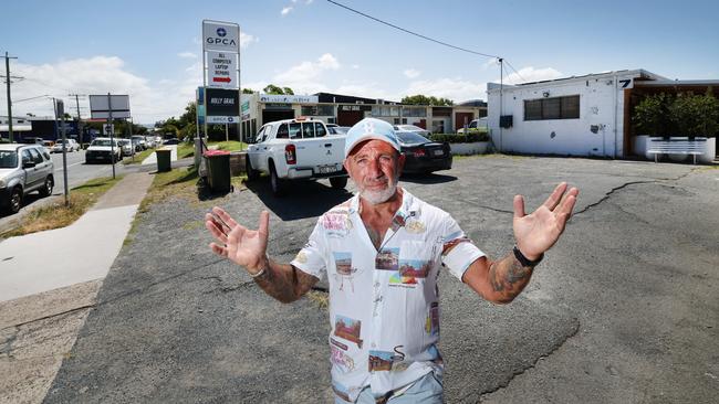 Gold Coast LGBTQIA+ venue owner Steven Fahd standing in front of his venue, Hairy Mary’s located in an industrial estate in Mermaid. Picture: Glenn Hampson