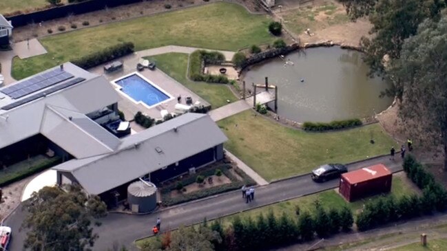 A two-year-old boy has been taken to Westmead Children’s Hospital in a critical condition after he fell into a backyard dam. Picture: 7News