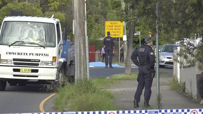 Police at the scene of the incident on Wednesday evening. Picture: TNV