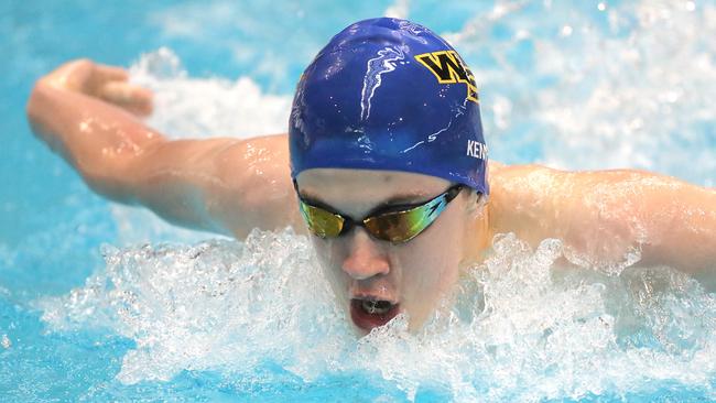 Multiple record holder Noah Kemp of Windsor competing in the Boys 11 100m Butterfly.