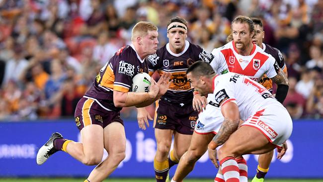 Brisbane made fundamental errors against the Dragons. (Photo by Bradley Kanaris/Getty Images)