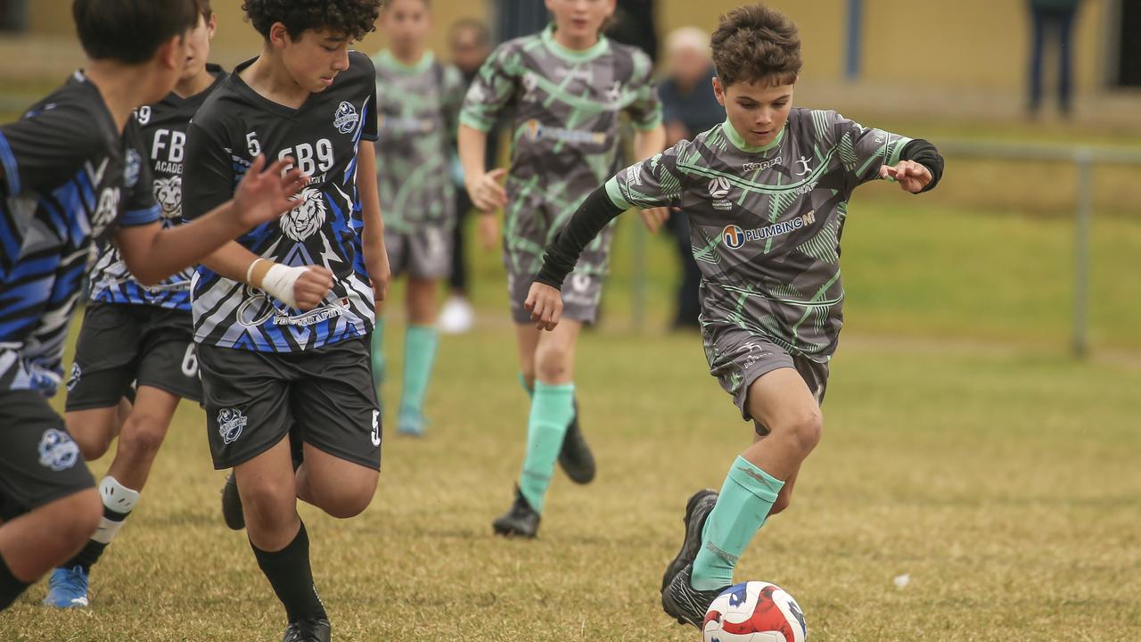 U/12 Football NT (Green Socks) V the FB 9 Academy in the Premier Invitational Football Carnival at Nerang. Picture: Glenn Campbell