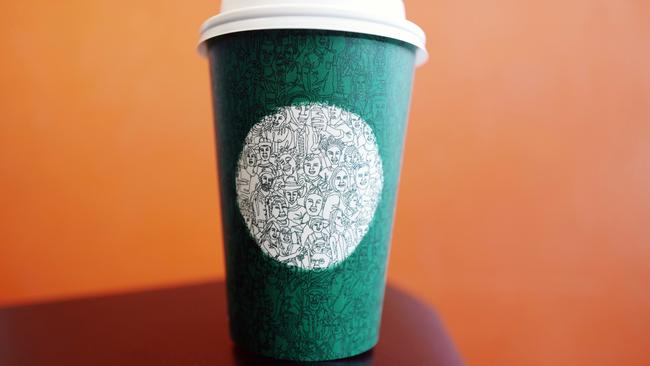 Starbucks' new cup has caused controversy. Picture: Mark Lennihan/AP