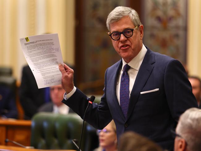 Brisbane, 28 November 2024. Tim Nicholls during Parliament. Picture Office of the Premier