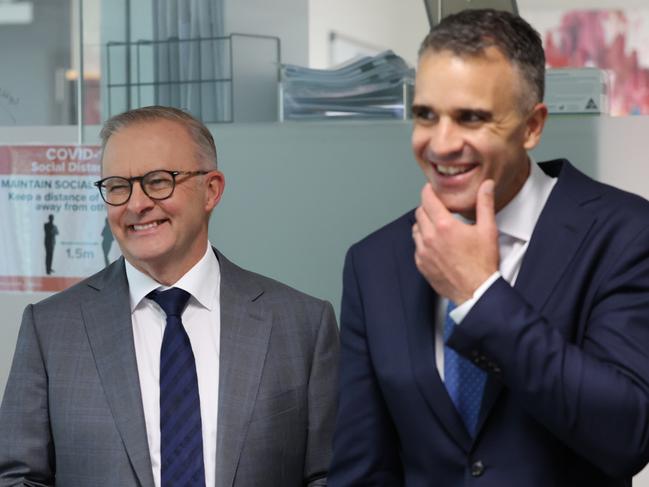 ADELAIDE, AUSTRALIA - NewsWire Photos February 23 2023: The Prime Minister, Anthony Albanese and the Premier of South Australia, Peter Malinauskas, during a visit and media announcement at the Flinders Medical Centre in Adelaide. NCA NewsWire / David Mariuz