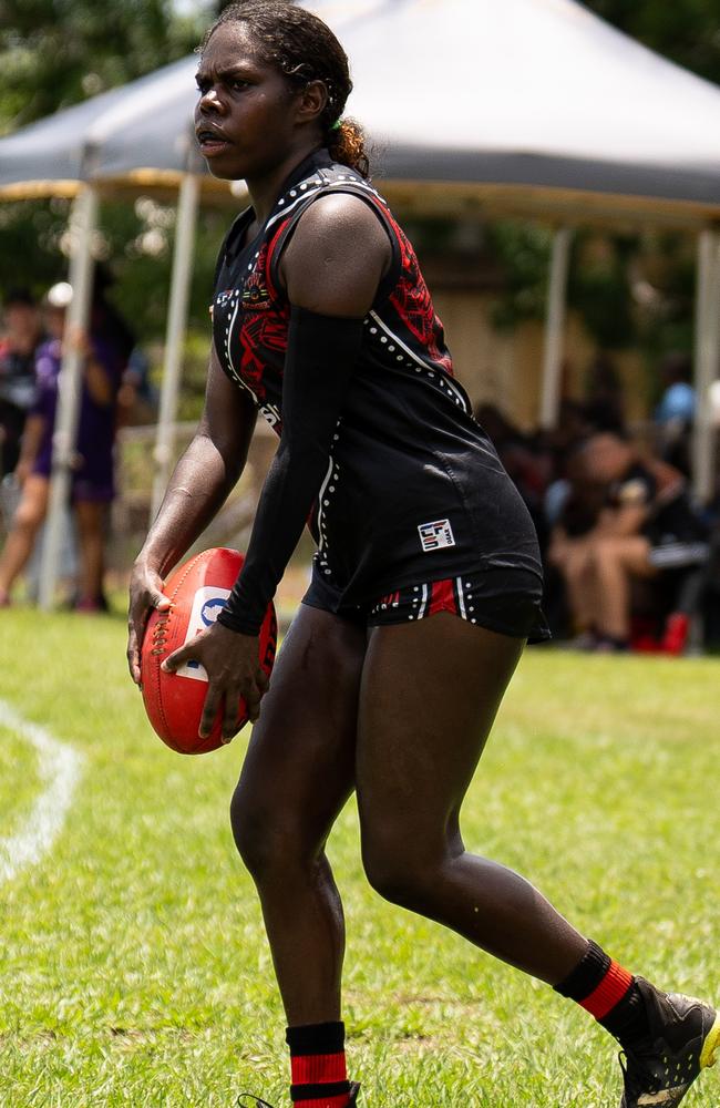 Shania Lami Lami playing for the Tiwi Bombers. Picture: Jack Riddiford/AFLNT Media