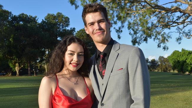 Shaylee Macrae and Kyrin Allinson at the Pioneer State High School formal at the Mackay Golf Course on Friday November 20. Picture: Zizi Averill