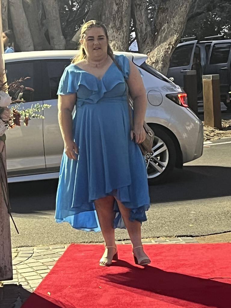 Meagan Farrell arrives at Hervey Bay High School's formal.