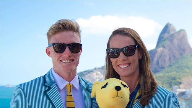 Gold Coast kayak athletes Jordan Wood and wife Alyce Burnett at the Rio Olympic Games. Picture: SUPPLIED