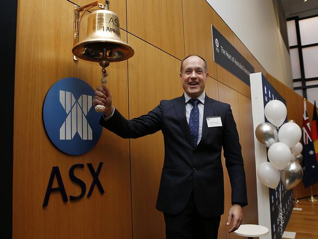 30/06/2020. Vodafone CEO Inaki Bettoeta ringing the ASX bell, signalling Vodafones' $15bn merger with TPG. Jane Dempster/The Australian.