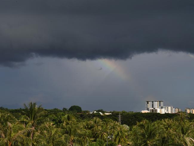 Weather, A welcome relief as a storm rolls in Darwin CBD  after a dry spell from the  Monsoon season. Pic Katrina Bridgeford.