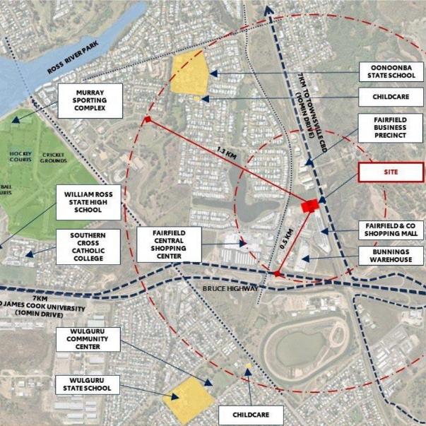 Location of Fairfield & Co build to rent project in Idalia in relation to key facilities. Picture: Geon.
