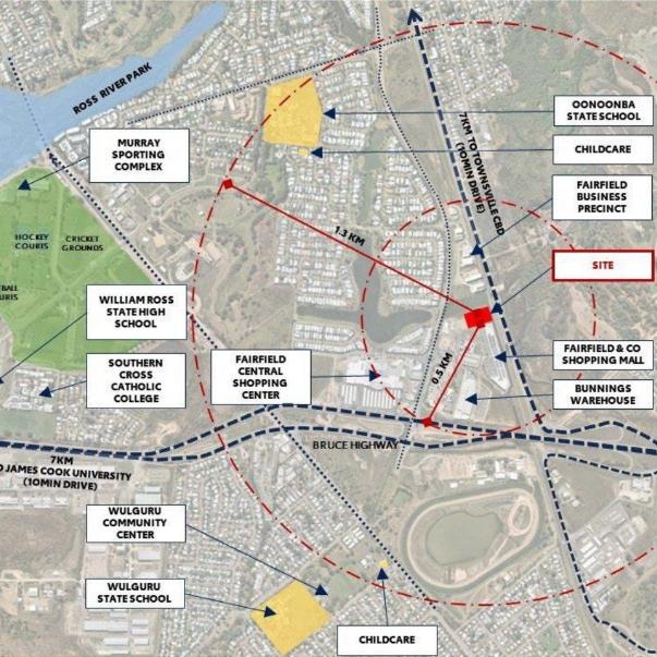 Location of Fairfield &amp; Co build to rent project in Idalia in relation to key facilities. Picture: Geon.