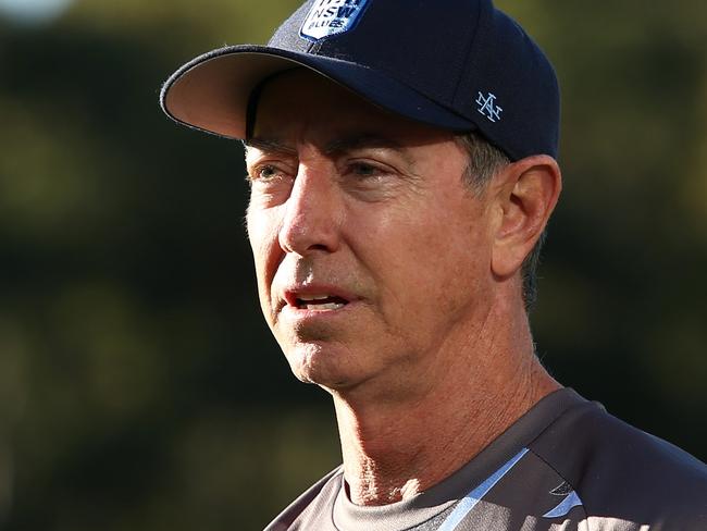 SYDNEY, AUSTRALIA - JULY 07: Greg Alexander NSW Blues adviser looks on during a New South Wales Blues State of Origin Training Session at NSWRL Centre of Excellence on July 07, 2023 in Sydney, Australia. (Photo by Jason McCawley/Getty Images)