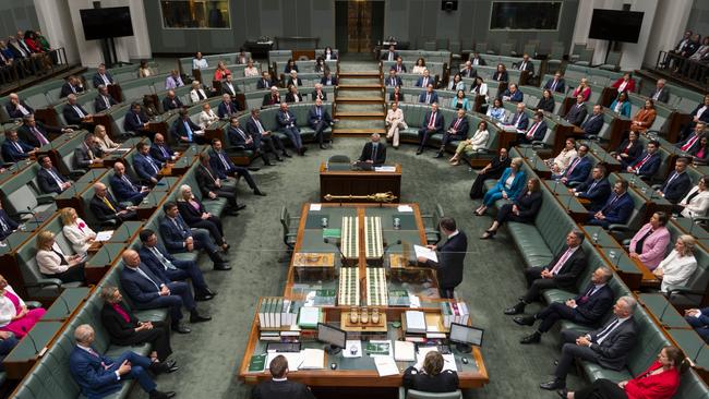 Treasurer Jim Chalmers delivers the 2022-23 Federal Budget in the House of Representaives at Parliament House on October 26, 2022 in Canberra, Australia.