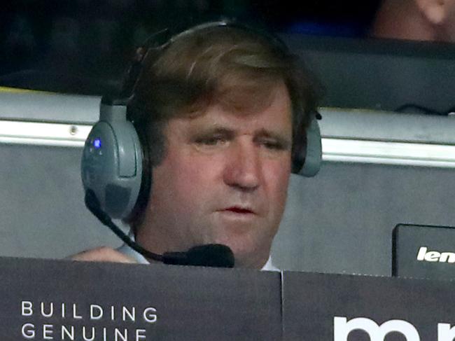Bulldogs Coach Des Hasler during the round 5 NRL game between the Canterbury Bulldogs and the Brisbane Broncos at ANZ Stadium , Homebush . Picture : Gregg Porteous