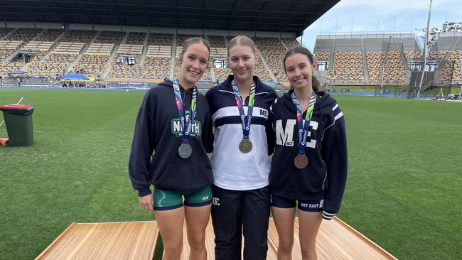 15 years triple jump Hannah Davies, Chloe Munro of Moreton Bay College and Ella Sandilands.