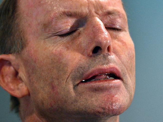 Former prime minister Tony Abbott at the launch of One Nation leader Senator Pauline Hanson's book "Pauline, In Her Own Words" at Parliament House in Canberra, Tuesday, March 27, 2018. (AAP Image/Mick Tsikas) NO ARCHIVING