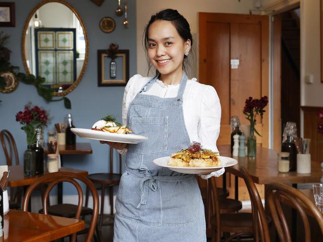 Minh Tran with some of the dishes on offer.  The Parcel Cafe in New Town has recently opened.  Picture: Nikki Davis-Jones