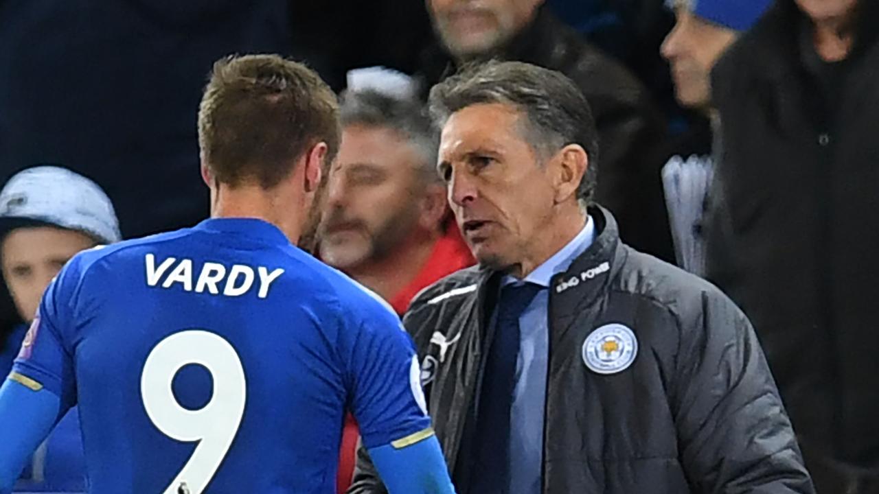Former Leicester manager Claude Puel (R) had a tense relationship with Jamie Vardy.