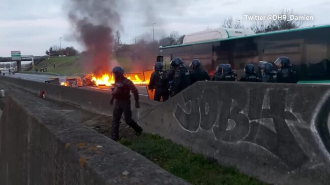 French police face off with protesters over pensions