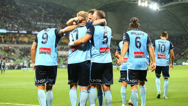 Sydney celebrate after David Carney finished off Victory. (Jack Thomas/Getty Images)