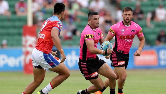 Caleb Aekins was very involved and looks set to start at fullback for the Panthers in Round 1. Picture: AAP.